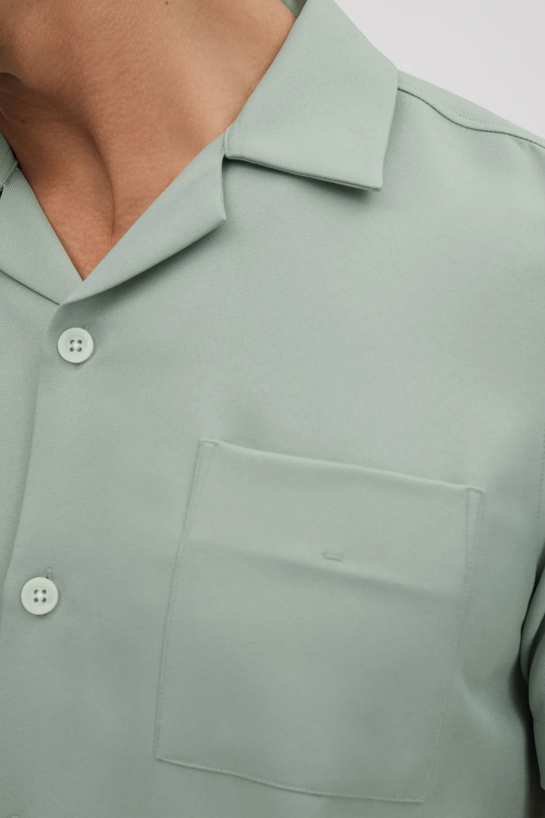 Reiss Tokyo Cuban Collar Button Through Shirt    