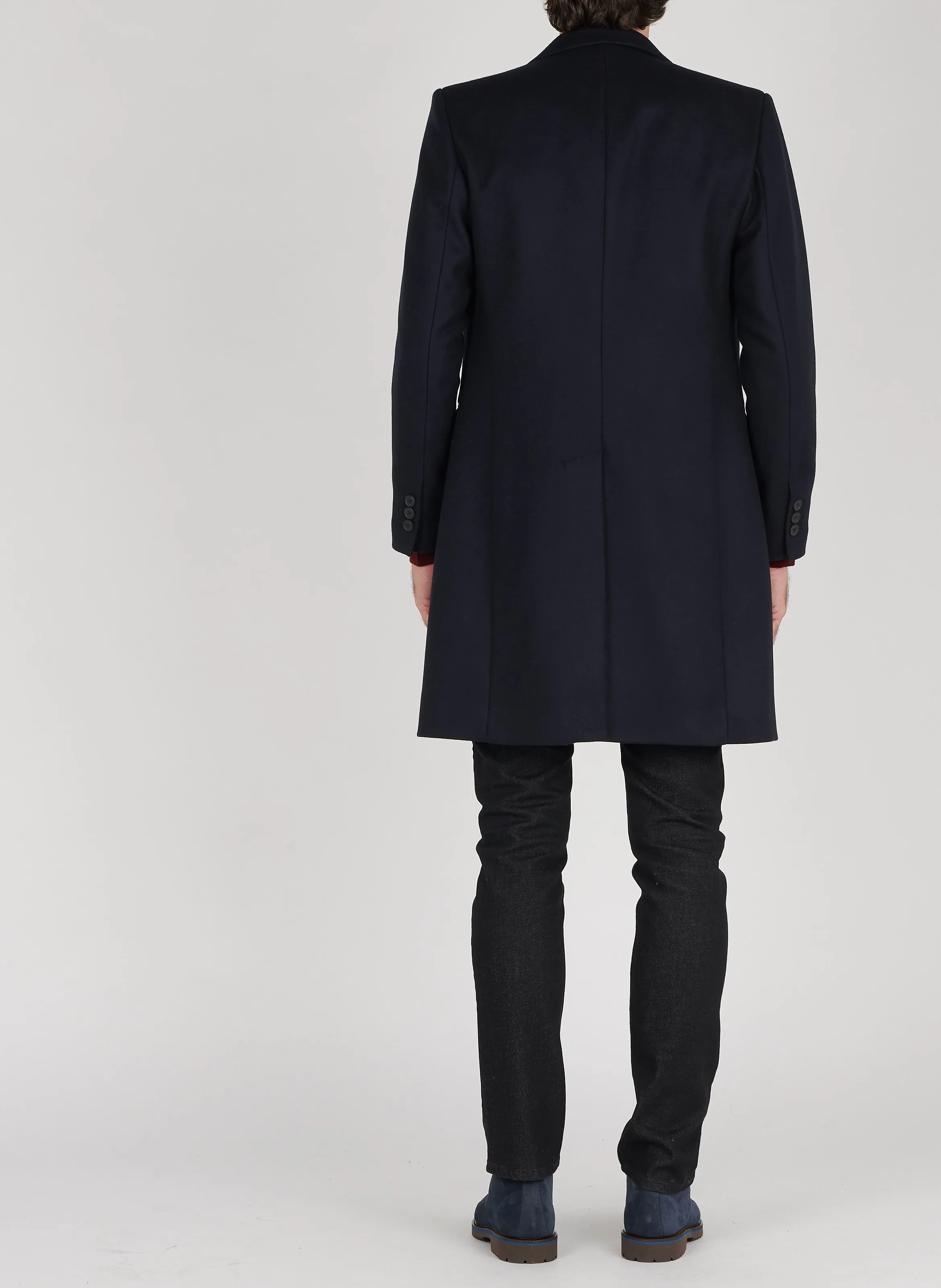  SANDRO   Cappotto con revers regular fit in misto lana | Blu