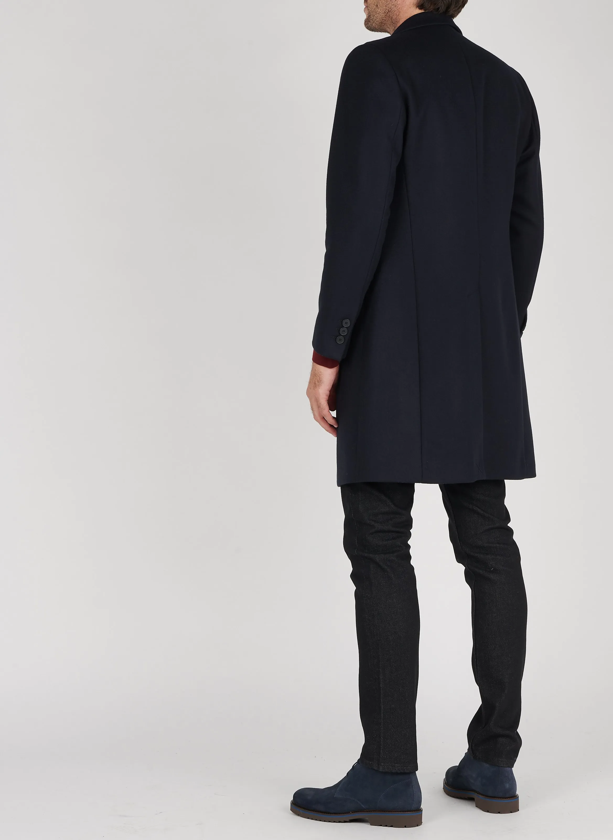  SANDRO   Cappotto con revers regular fit in misto lana | Blu