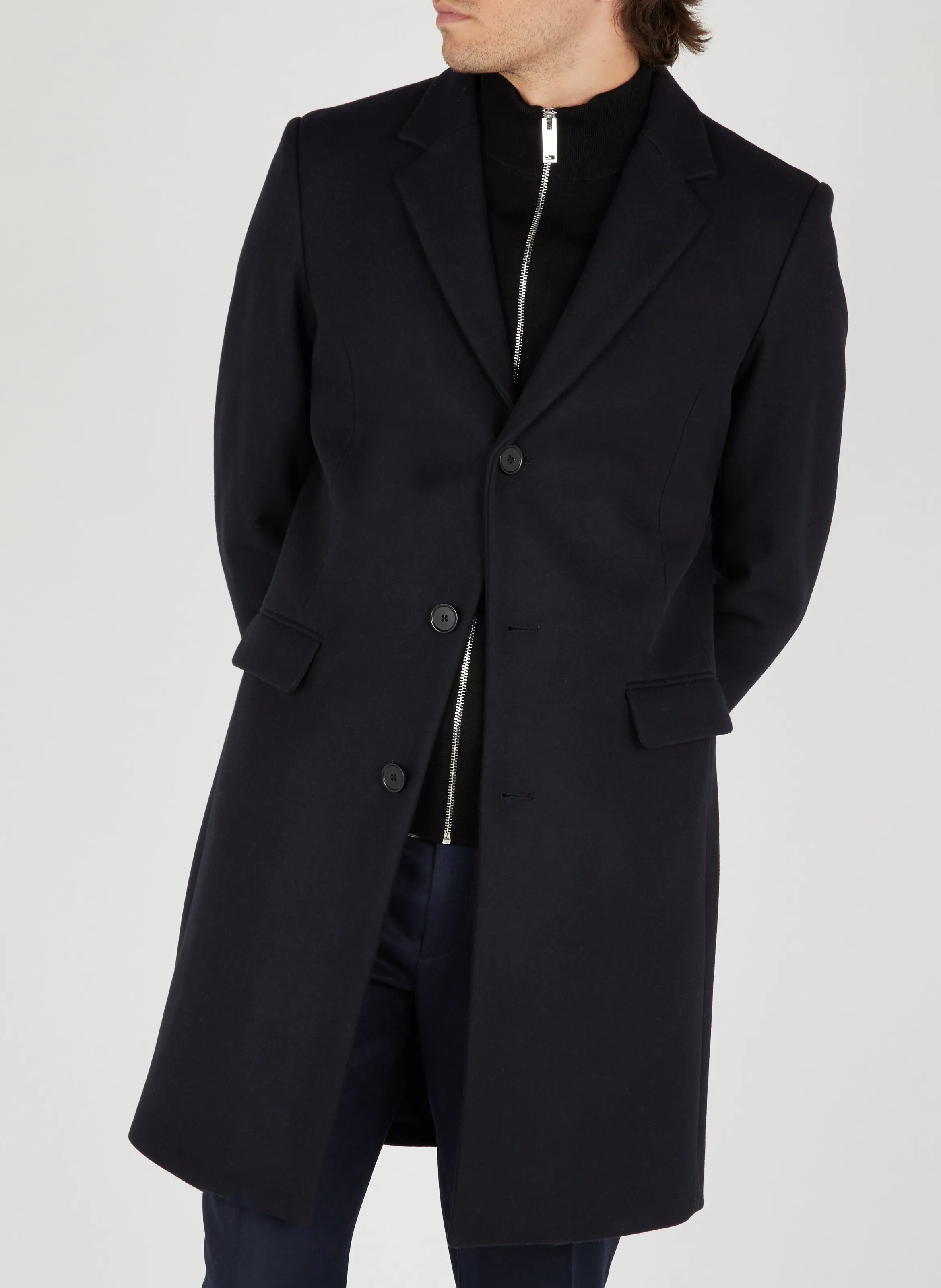  SANDRO   Cappotto con revers regular fit in misto lana | Blu