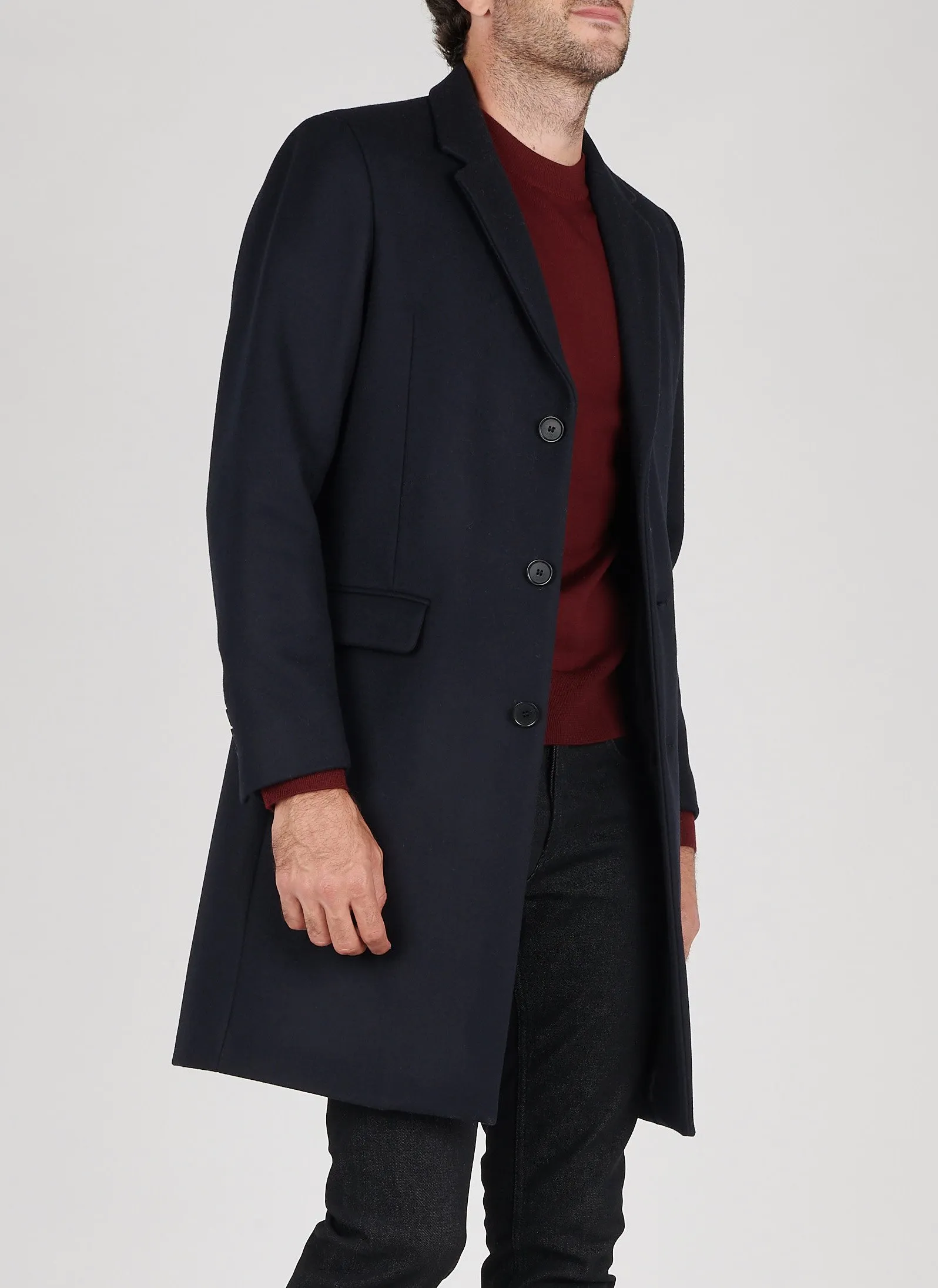  SANDRO   Cappotto con revers regular fit in misto lana | Blu