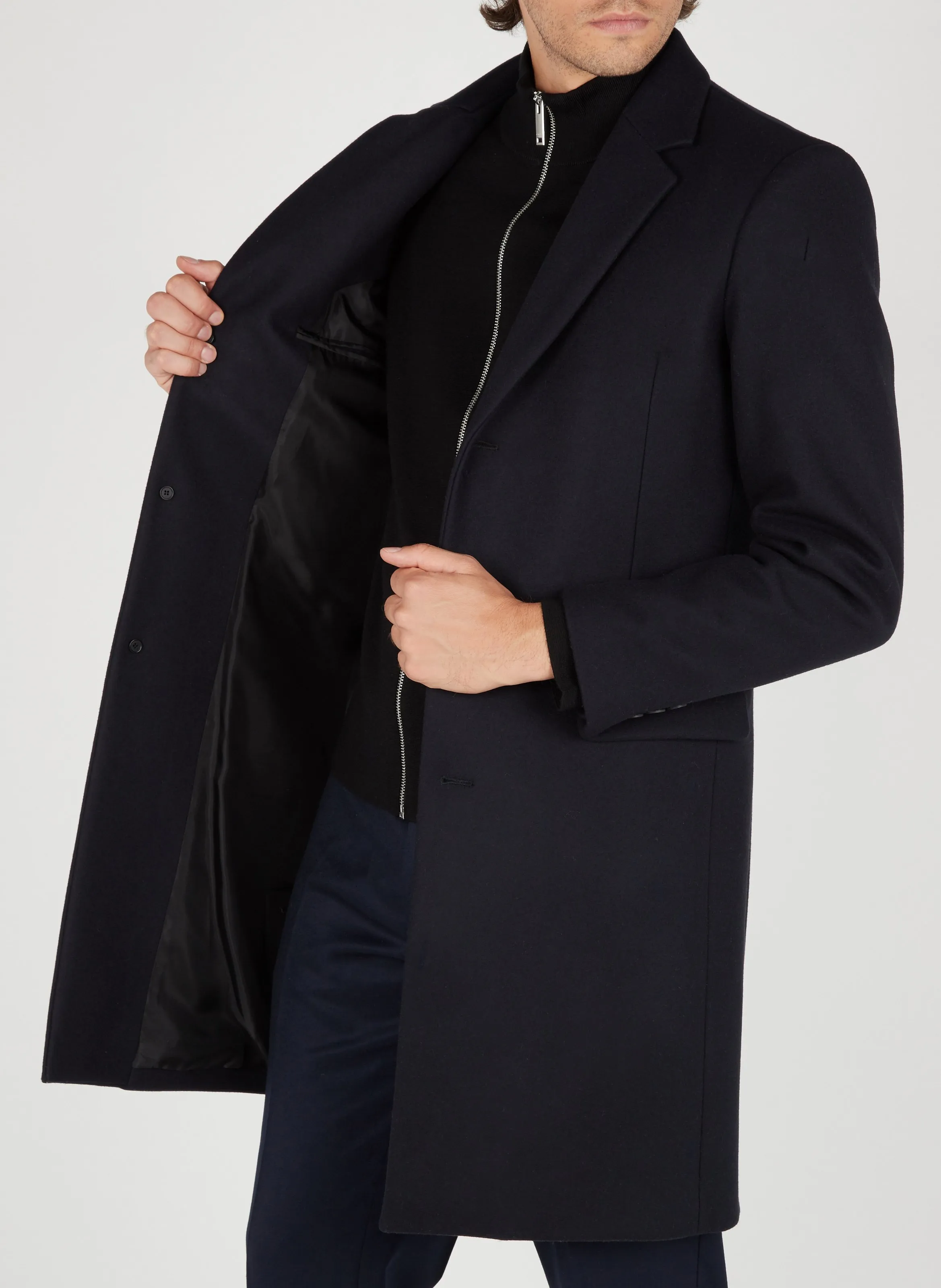  SANDRO   Cappotto con revers regular fit in misto lana | Blu