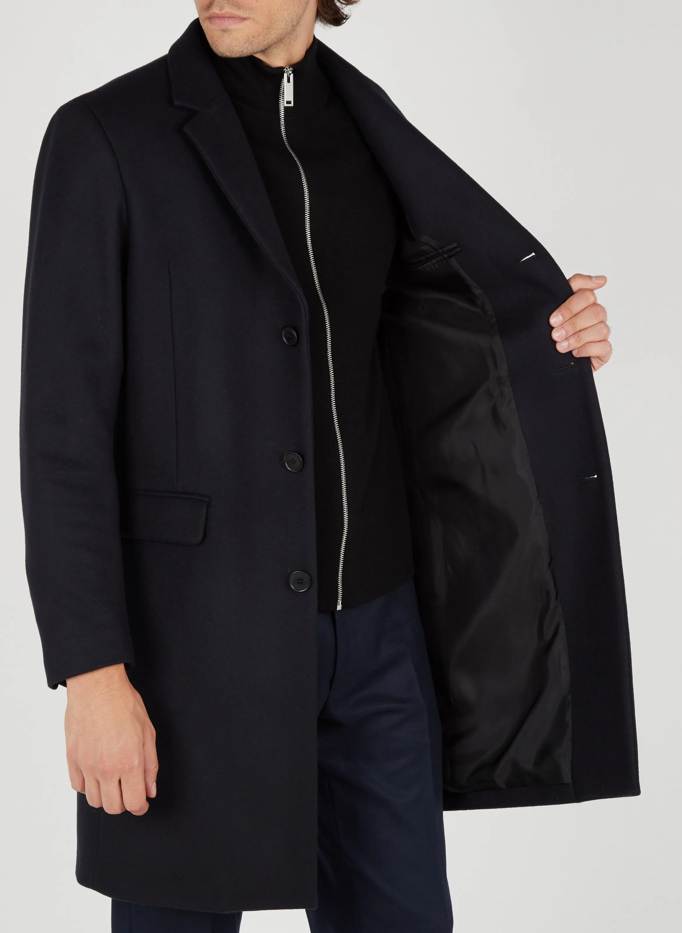  SANDRO   Cappotto con revers regular fit in misto lana | Blu