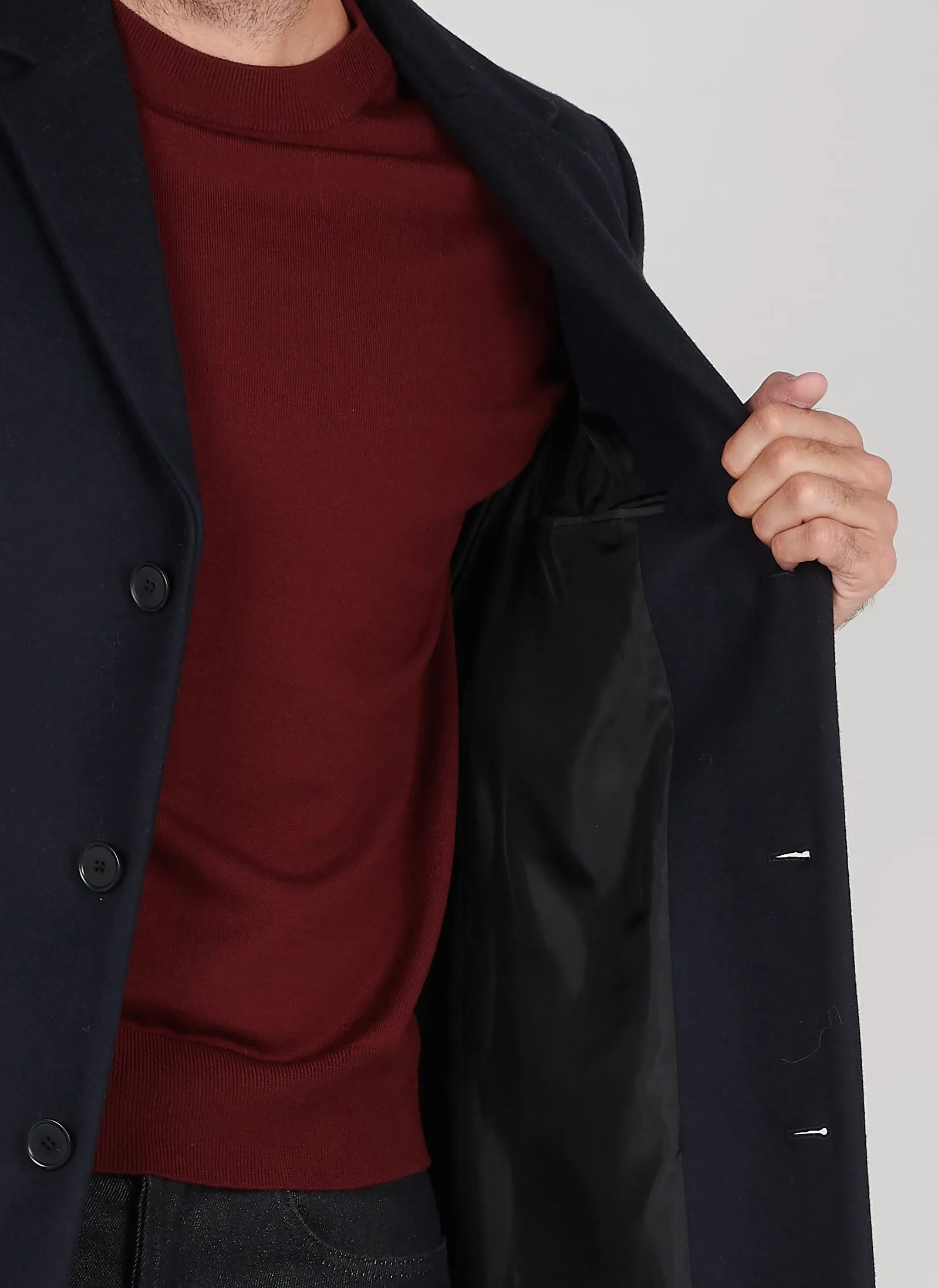  SANDRO   Cappotto con revers regular fit in misto lana | Blu