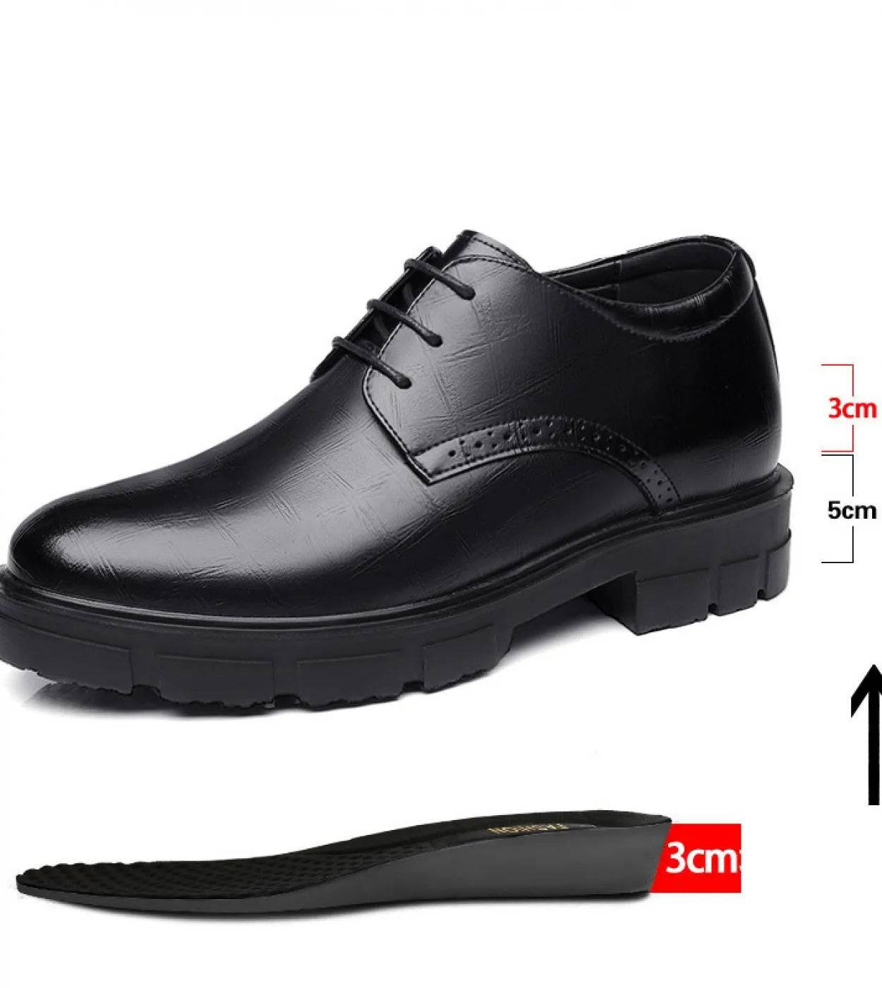 Scarpe con tacco nascosto Scarpe da uomo in pelle Scarpe da sposo Scarpe da uomo con tacco da uomo Taglia 44