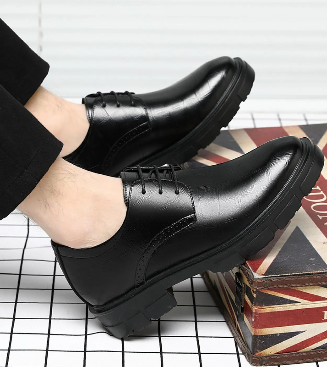 Scarpe con tacco nascosto Scarpe da uomo in pelle Scarpe da sposo Scarpe da uomo con tacco da uomo Taglia 44