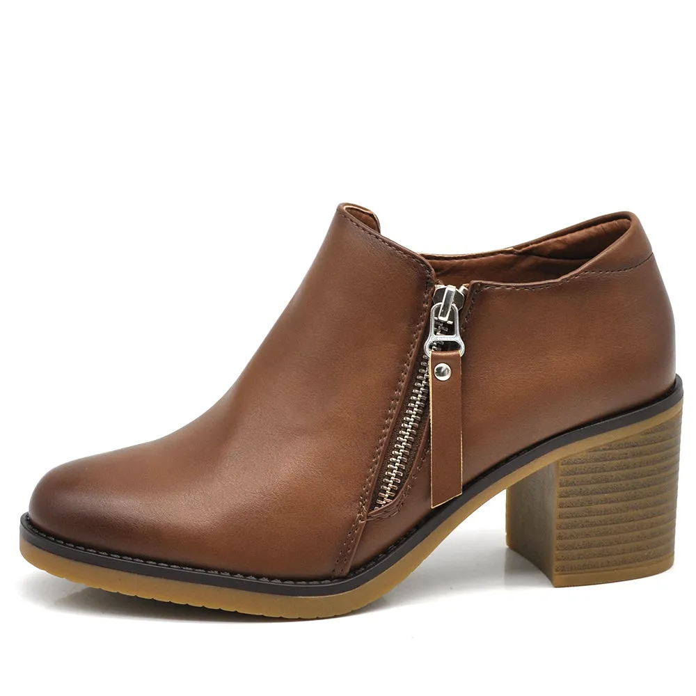 Scarpe Da Donna Con Tacco Medio Zip Cerniera 9421