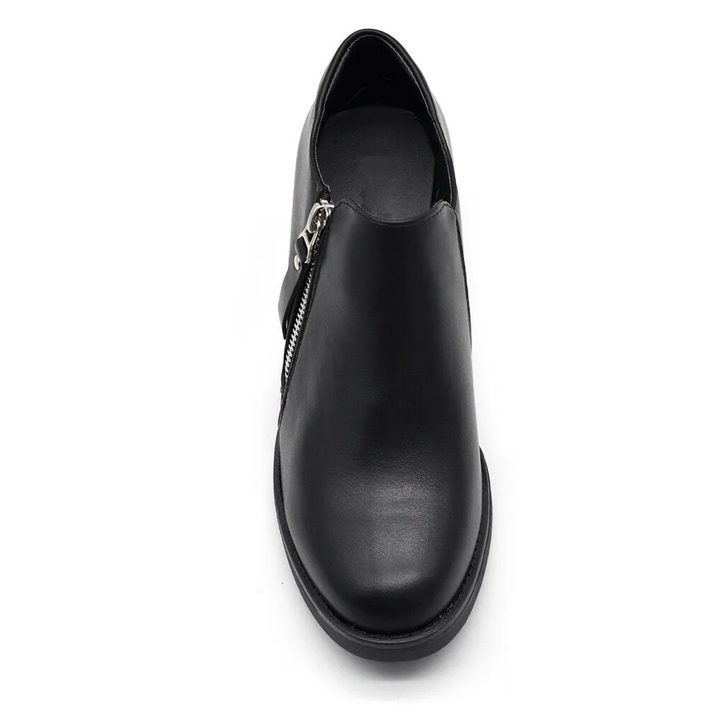 Scarpe Da Donna Con Tacco Medio Zip Cerniera 9421