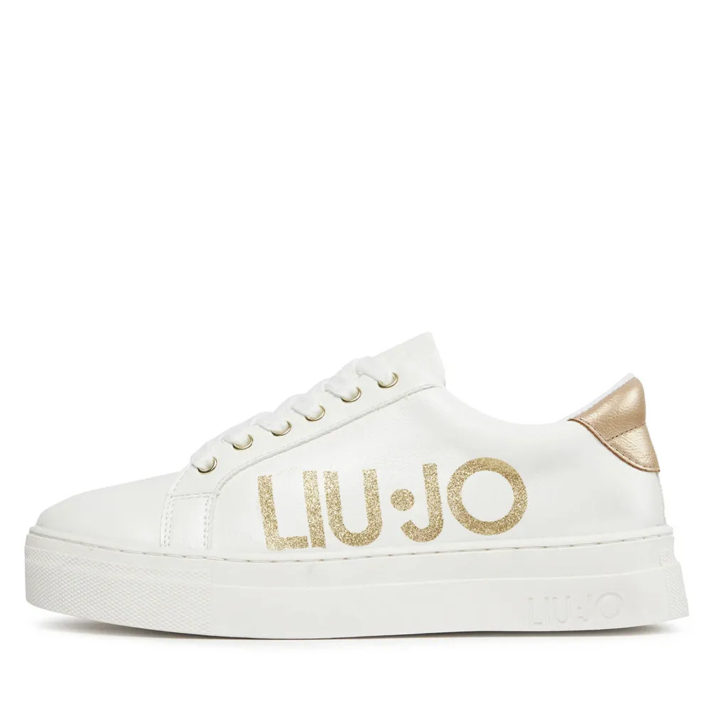Scarpe LIU JO Alicia 631 Sneakers Bianche con Maxi Logo Glitter