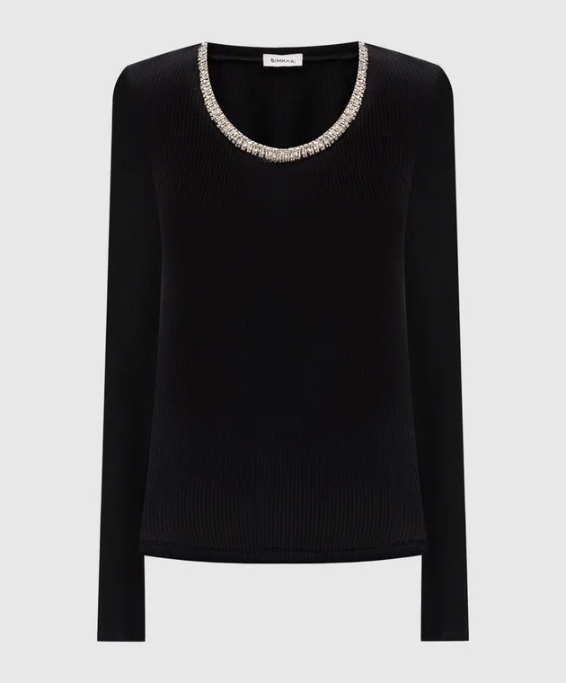 Simkhai Top Janay nero a coste con perline 5242091R
