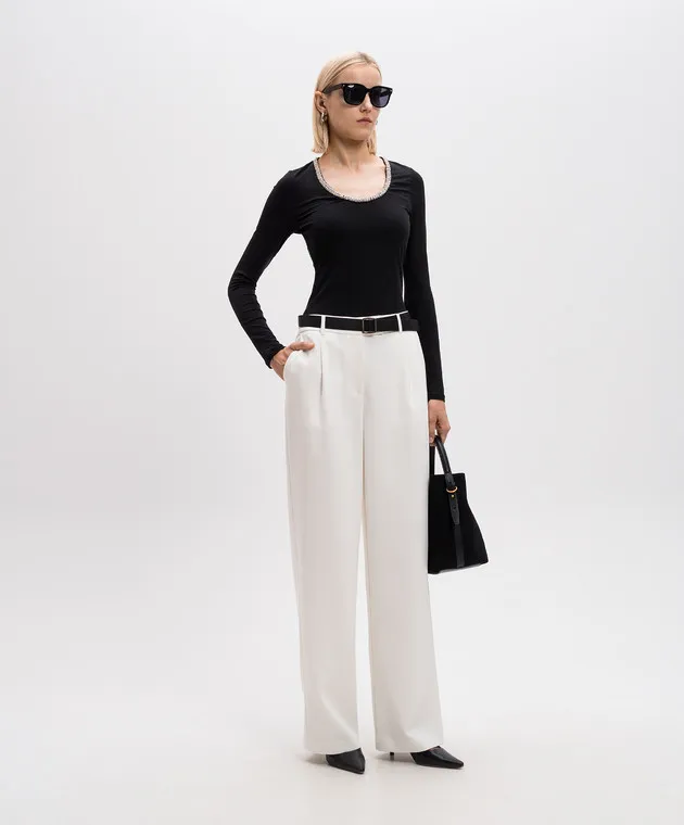 Simkhai Top Janay nero a coste con perline 5242091R