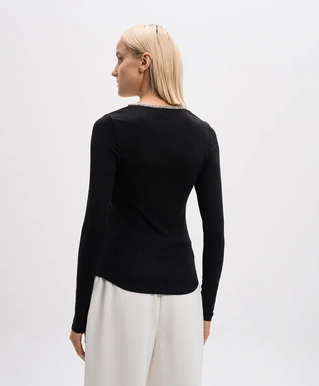 Simkhai Top Janay nero a coste con perline 5242091R