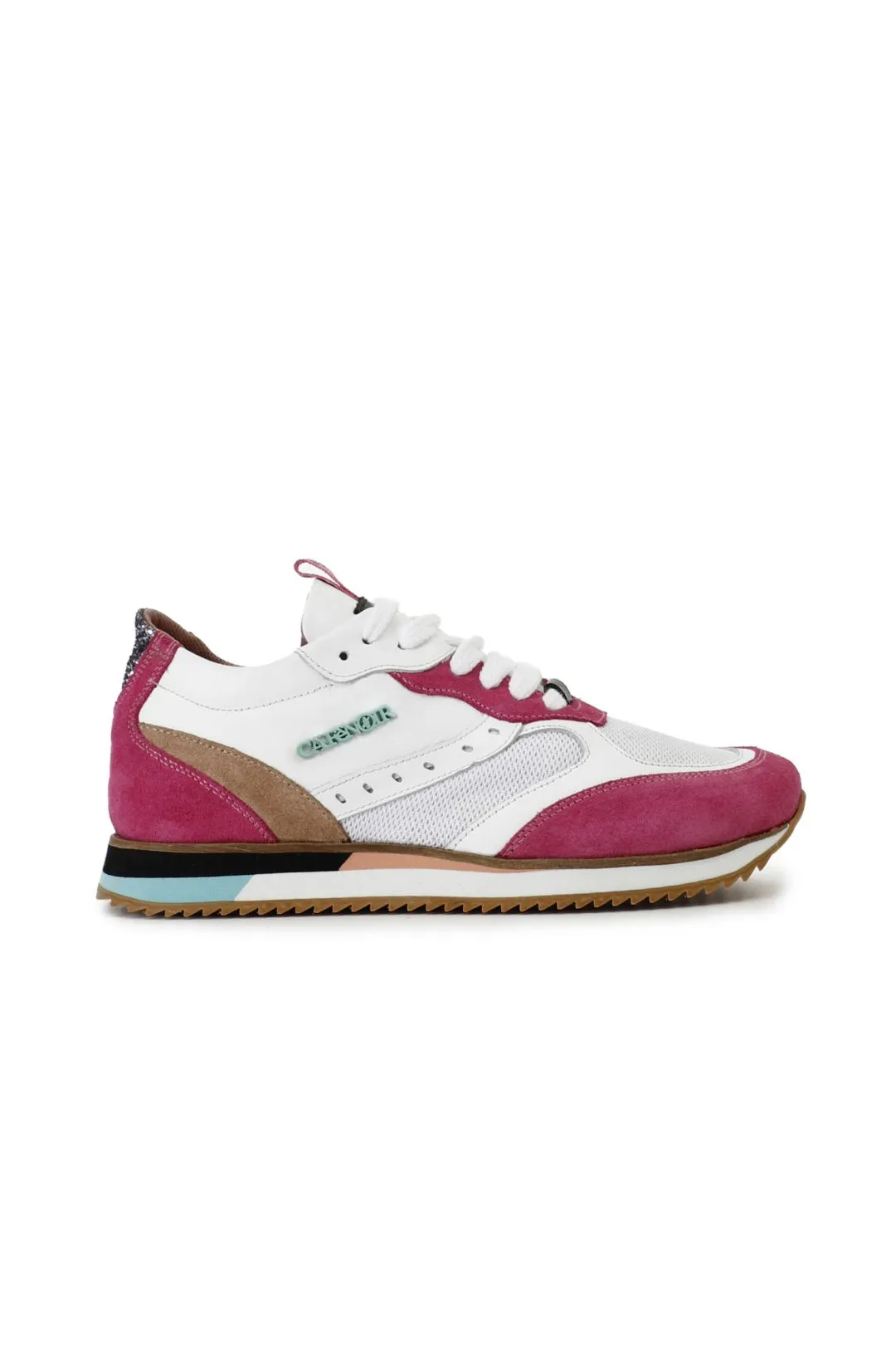 sneakers in pelle e tessuto su suola running multi fuxia