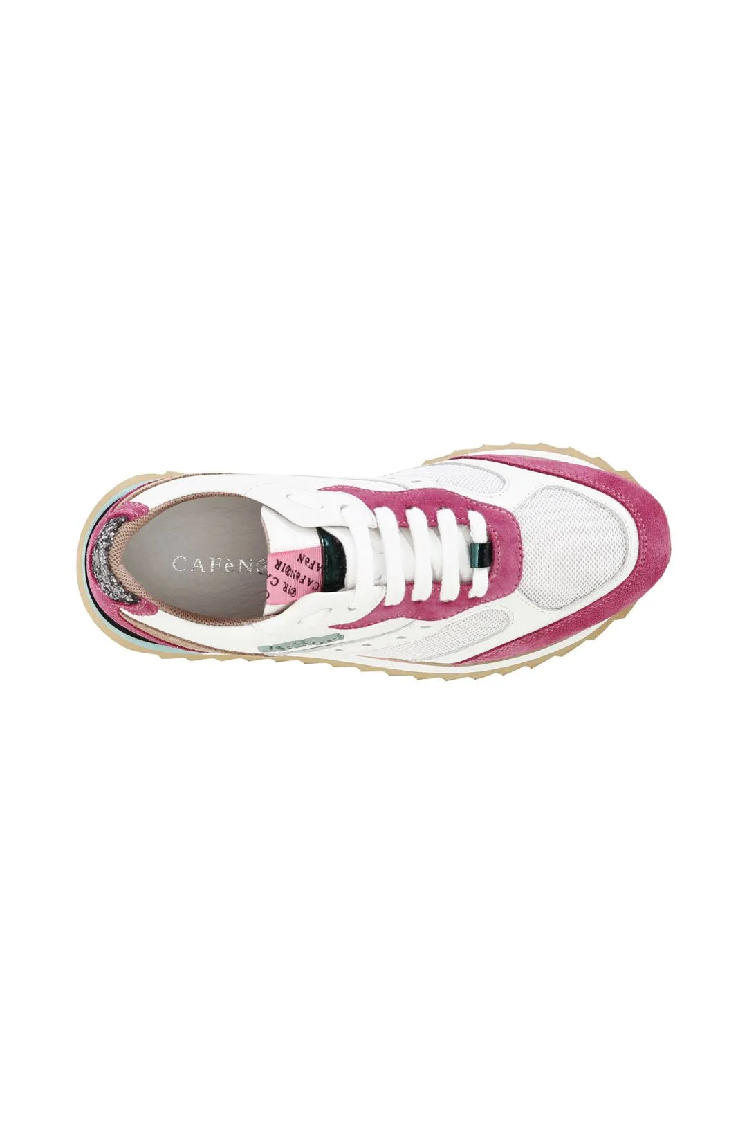 sneakers in pelle e tessuto su suola running multi fuxia