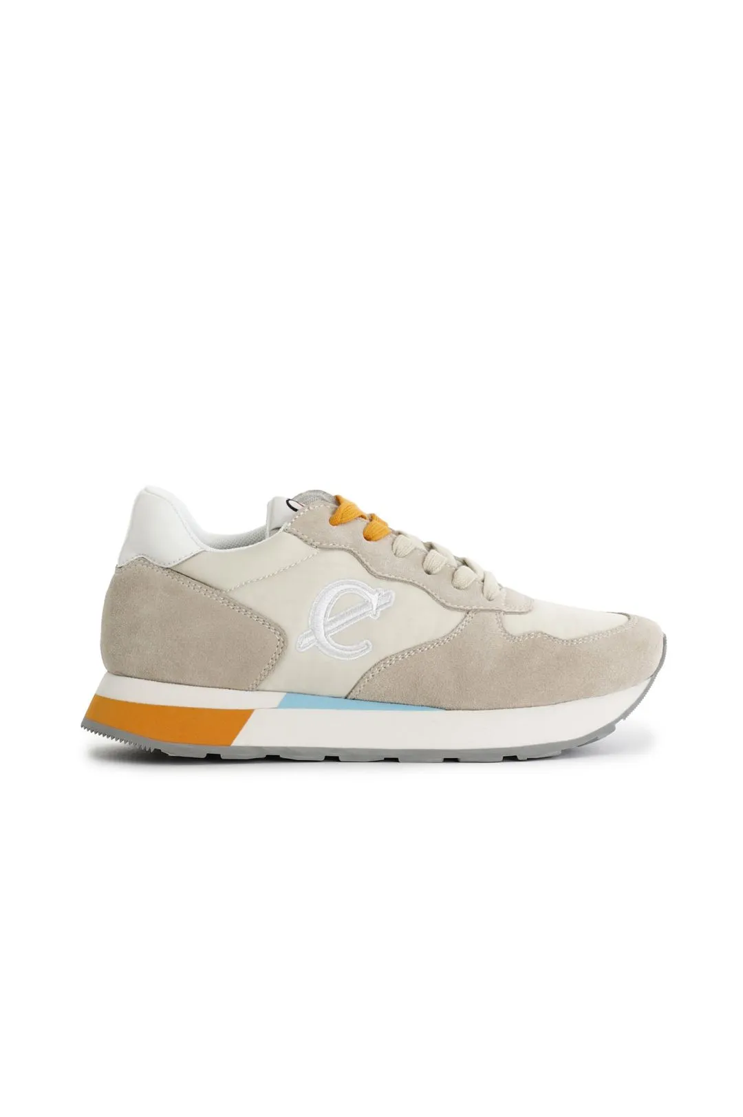 sneakers in pelle scamosciata e tessuto beige