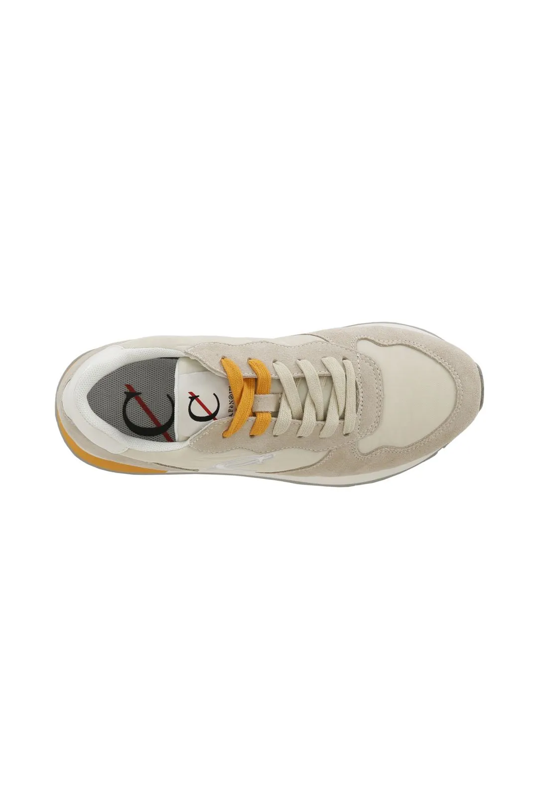 sneakers in pelle scamosciata e tessuto beige