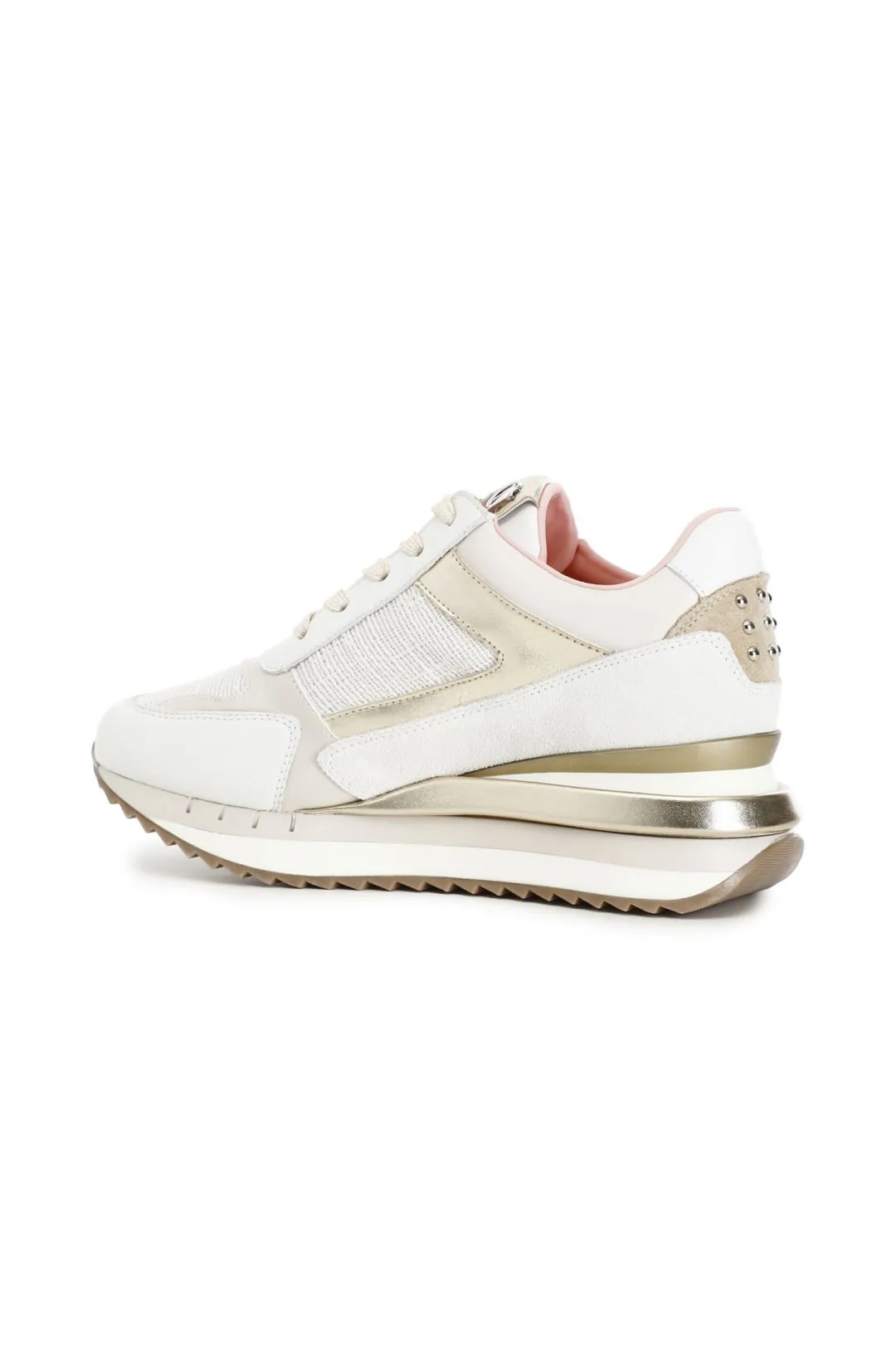 sneakers in tessuto con zip multi panna