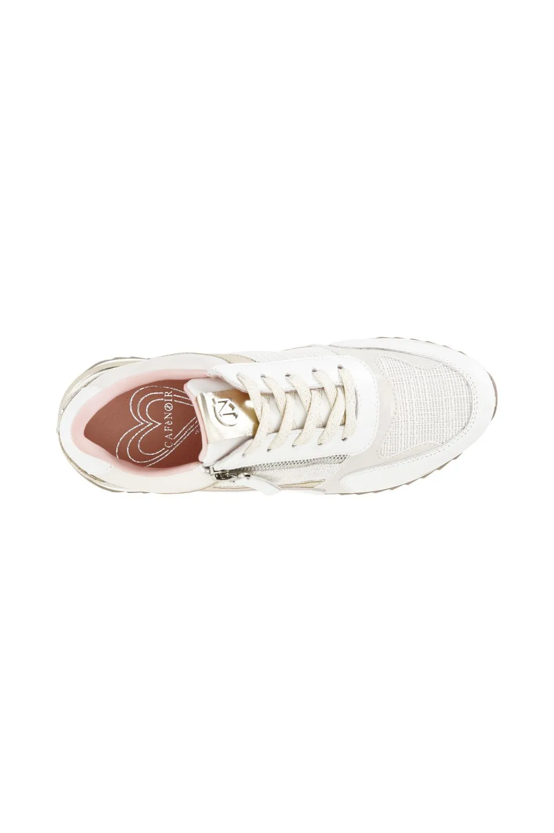 sneakers in tessuto con zip multi panna