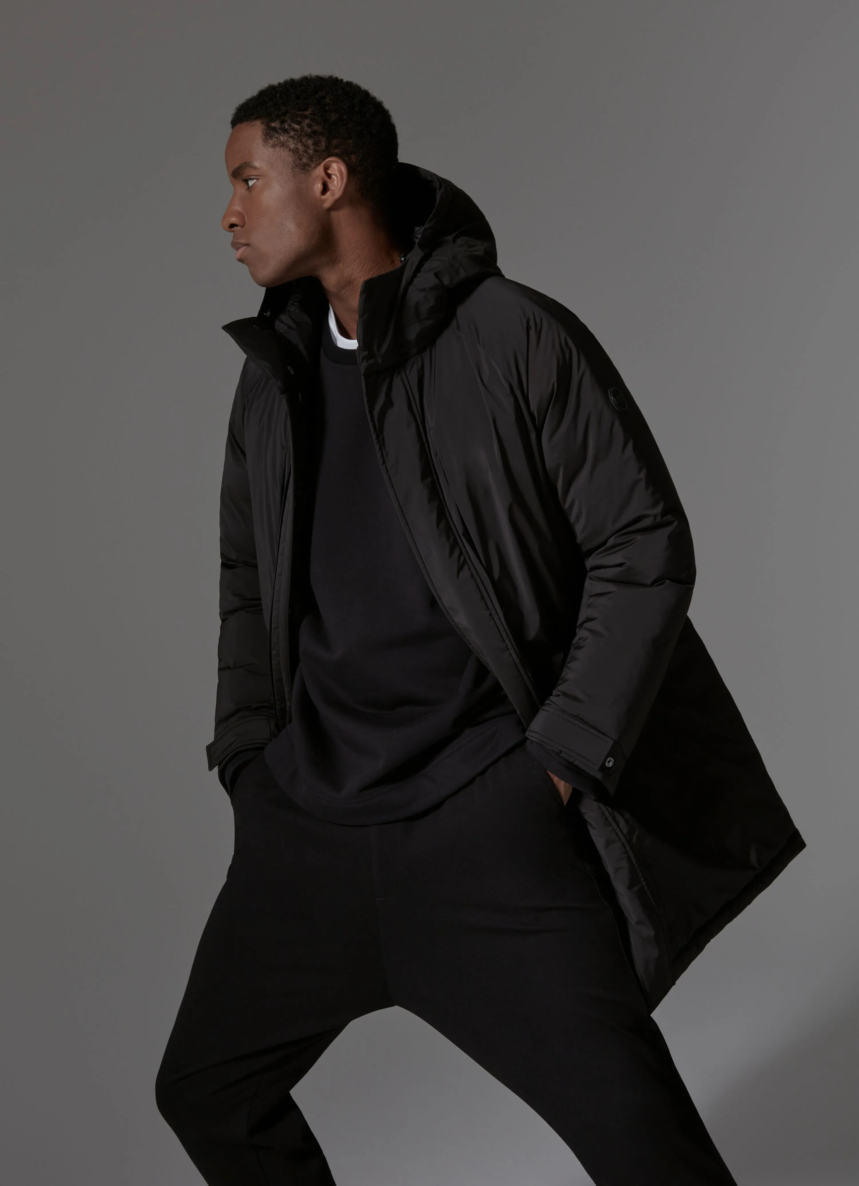 Solid-colour 3-layer fabric parka