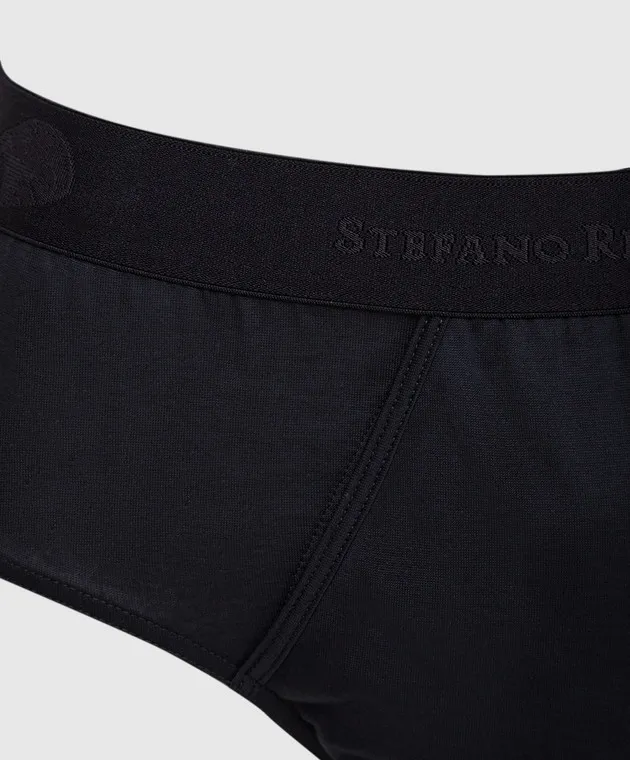 Stefano Ricci Slip nero con logo SLM2COTTON