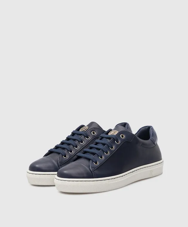 Stefano Ricci Sneakers da bambino in pelle blu scuro YRU02G890VBVCS