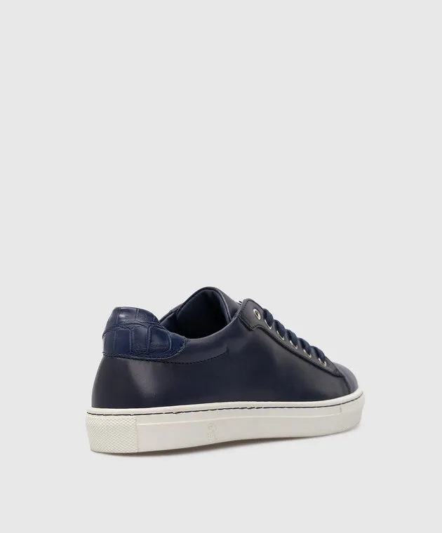 Stefano Ricci Sneakers da bambino in pelle blu scuro YRU02G890VBVCS