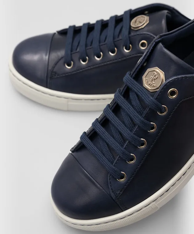 Stefano Ricci Sneakers da bambino in pelle blu scuro YRU02G890VBVCS