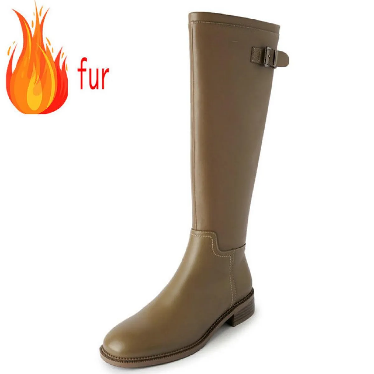 Stivali al ginocchio da donna con decorazione in metallo di marca Autunno Inverno Vera pelle Moda popolare Scarpe fresche Donna