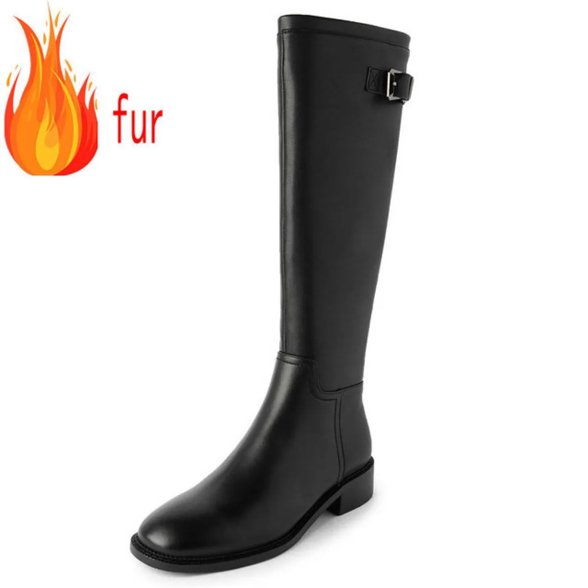 Stivali al ginocchio da donna con decorazione in metallo di marca Autunno Inverno Vera pelle Moda popolare Scarpe fresche Donna