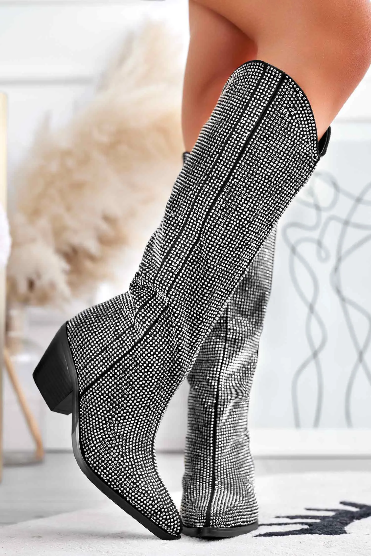Stivali Alexoo neri camperos con strass