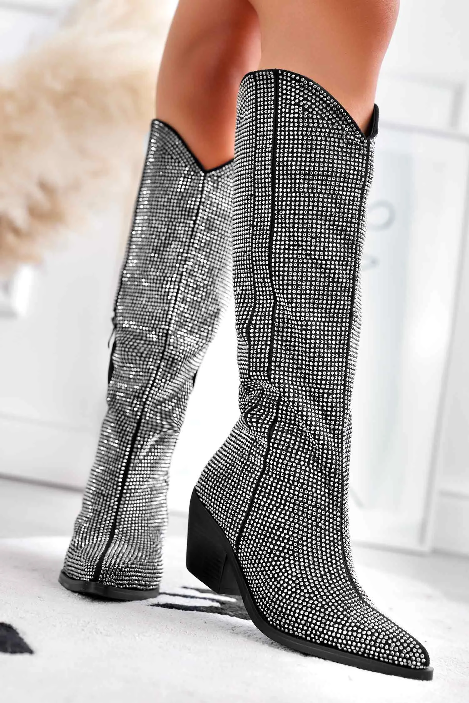 Stivali Alexoo neri camperos con strass