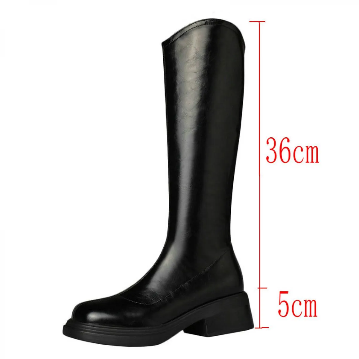 Stivali alti al ginocchio da donna in vera pelle Piattaforma con tacco alto spesso Primavera Autunno Casaul Scarpe eleganti Donn