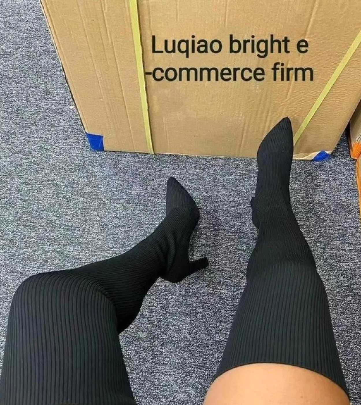 Stivali con tacco alto da donna 2022 Autunno Inverno Moda Stivali elasticizzati per maglieria Stivali lunghi retrò da donna Stiv