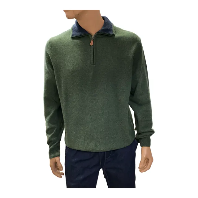 Storie Italiane Maglia da uomo a collo alto mezza zip Erba/30Z verde foresta