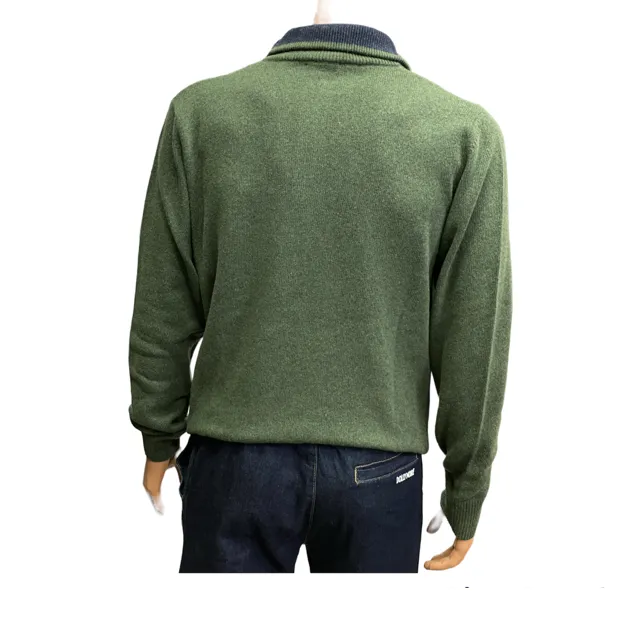 Storie Italiane Maglia da uomo a collo alto mezza zip Erba/30Z verde foresta