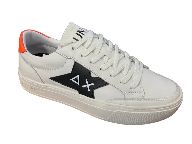 Sun68 Men's Skate Sneakers Z42125 0164 white-fluorescent orange
