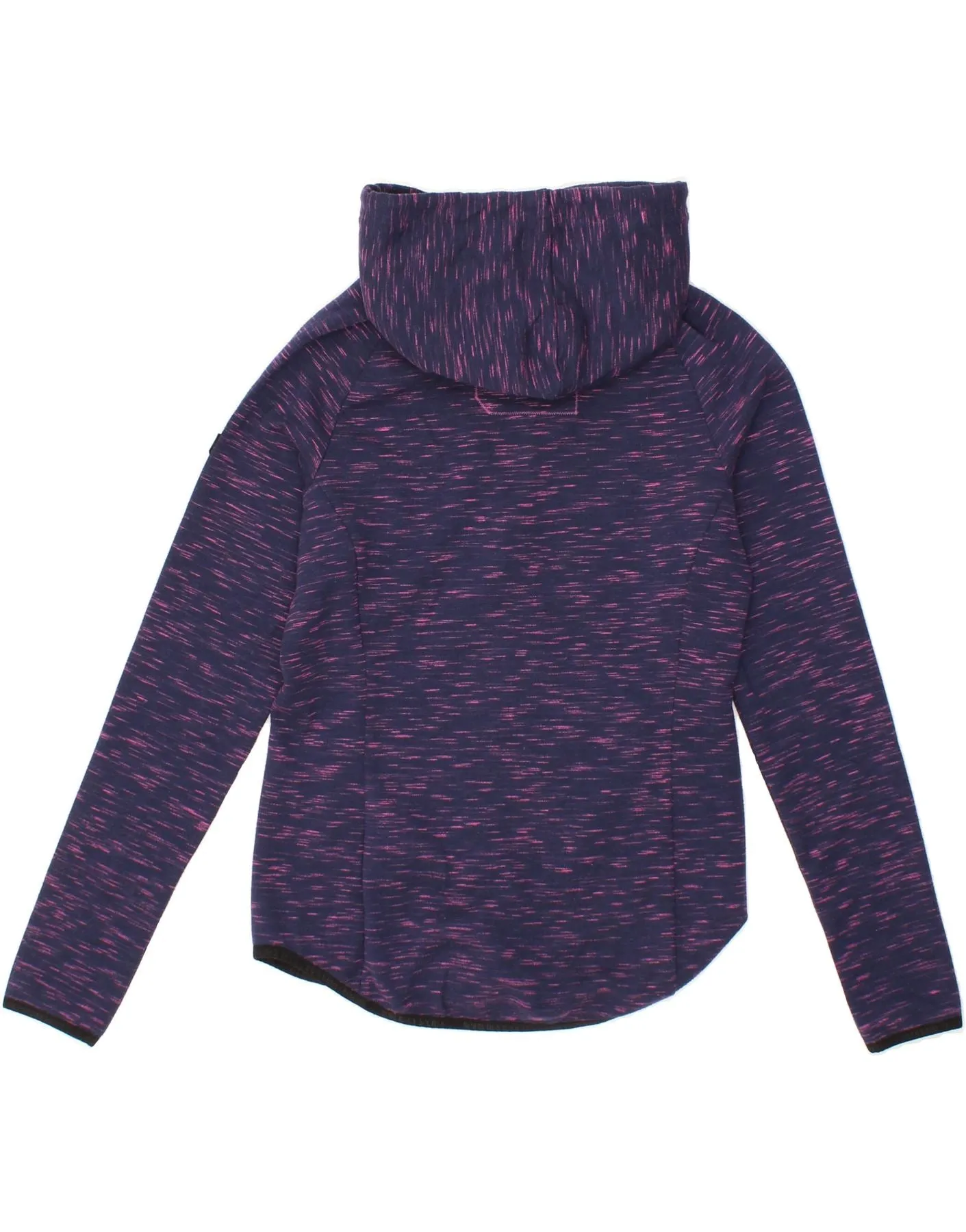 SUPERDRY Womens Zip Hoodie Sweater UK 10 Small Purple Striped Polyester