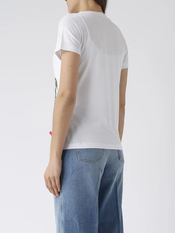 T-shirt donna Nenette in cotone e modal con stampa palme Bianco