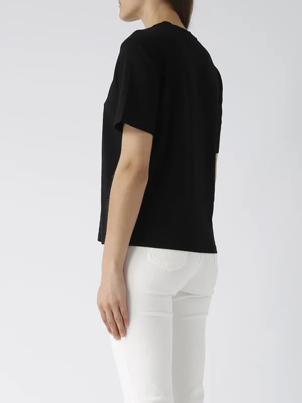 T-shirt donna Patrizia Pepe in cotone con strass Nero