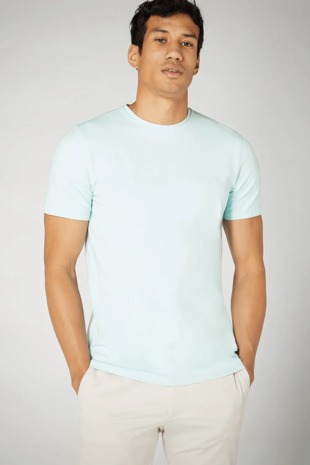 Tapered Fit Cotton-Stretch T-Shirt Turquoise