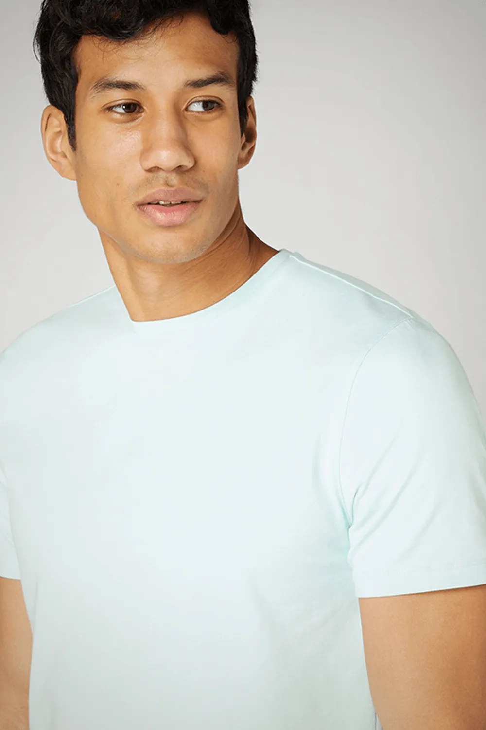 Tapered Fit Cotton-Stretch T-Shirt Turquoise