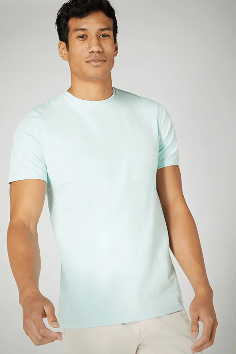 Tapered Fit Cotton-Stretch T-Shirt Turquoise