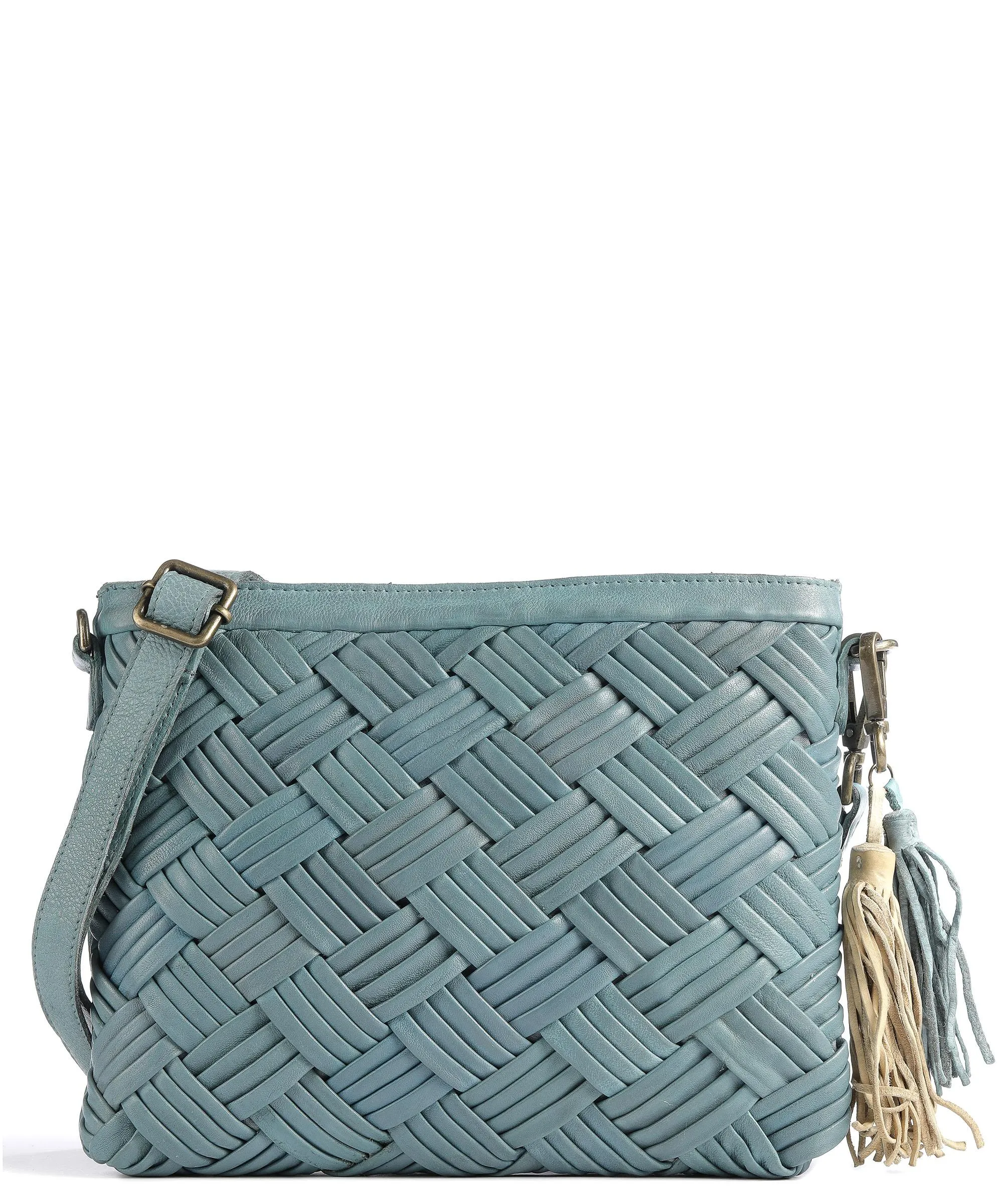  Taschendieb Wien Sommerergasse 3 Borsa a tracolla pelle di vacchetta finemente grana, pelle di pecora blu-grigio  