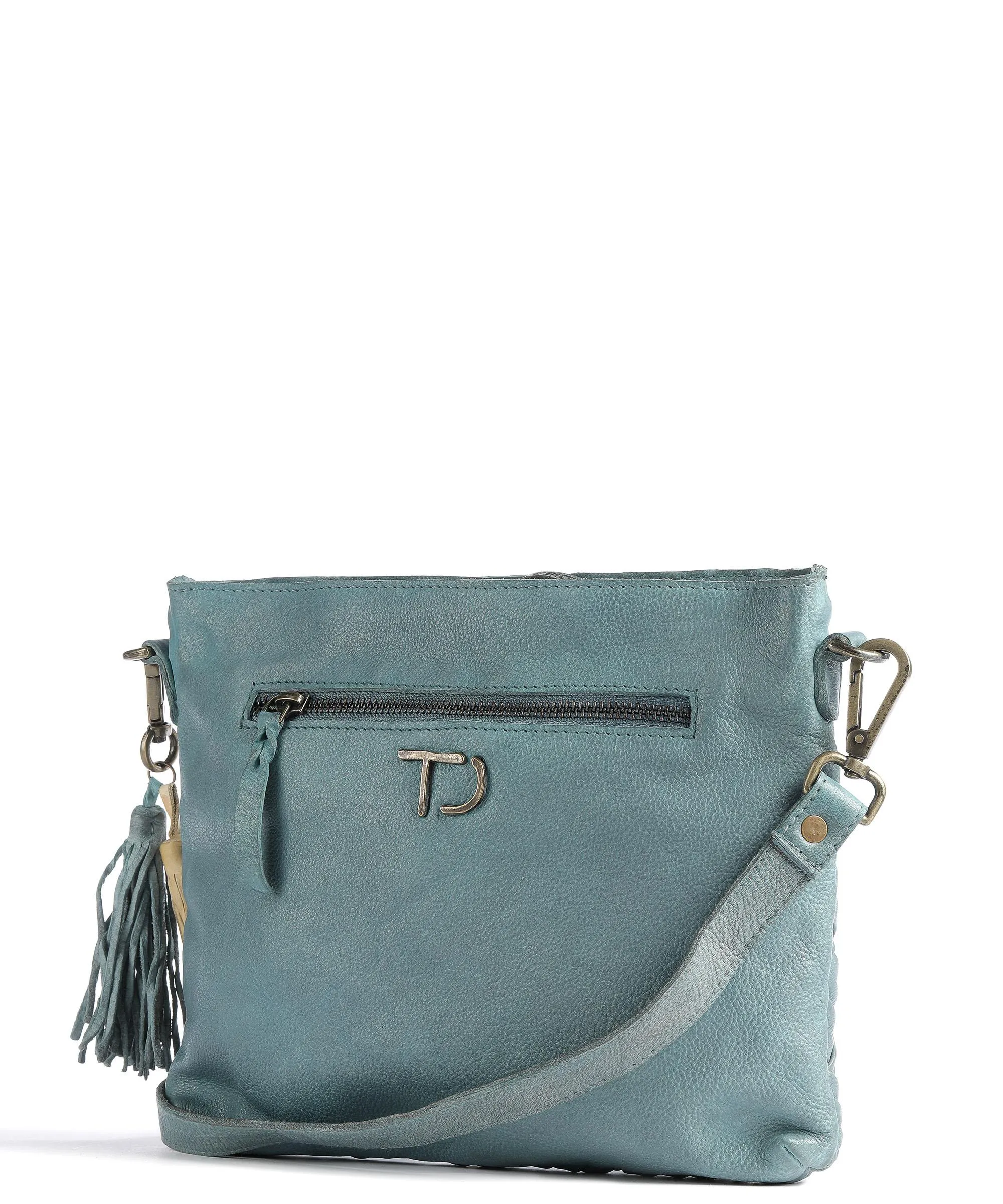  Taschendieb Wien Sommerergasse 3 Borsa a tracolla pelle di vacchetta finemente grana, pelle di pecora blu-grigio  