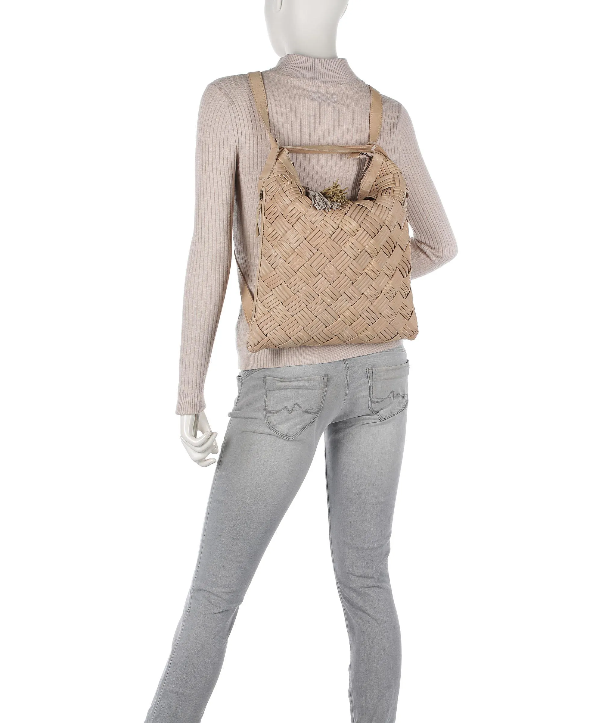 Taschendieb Wien Sommerergasse 6 Borsa a zainetto pelle di vacchetta grana beige  