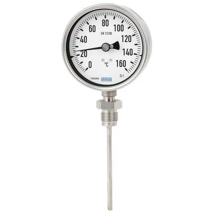 Termometro a quadrante WIKA, 0 → 200 °C Classe 1 secondo EN 13190, Ø quadrante 100mm, Quadrante