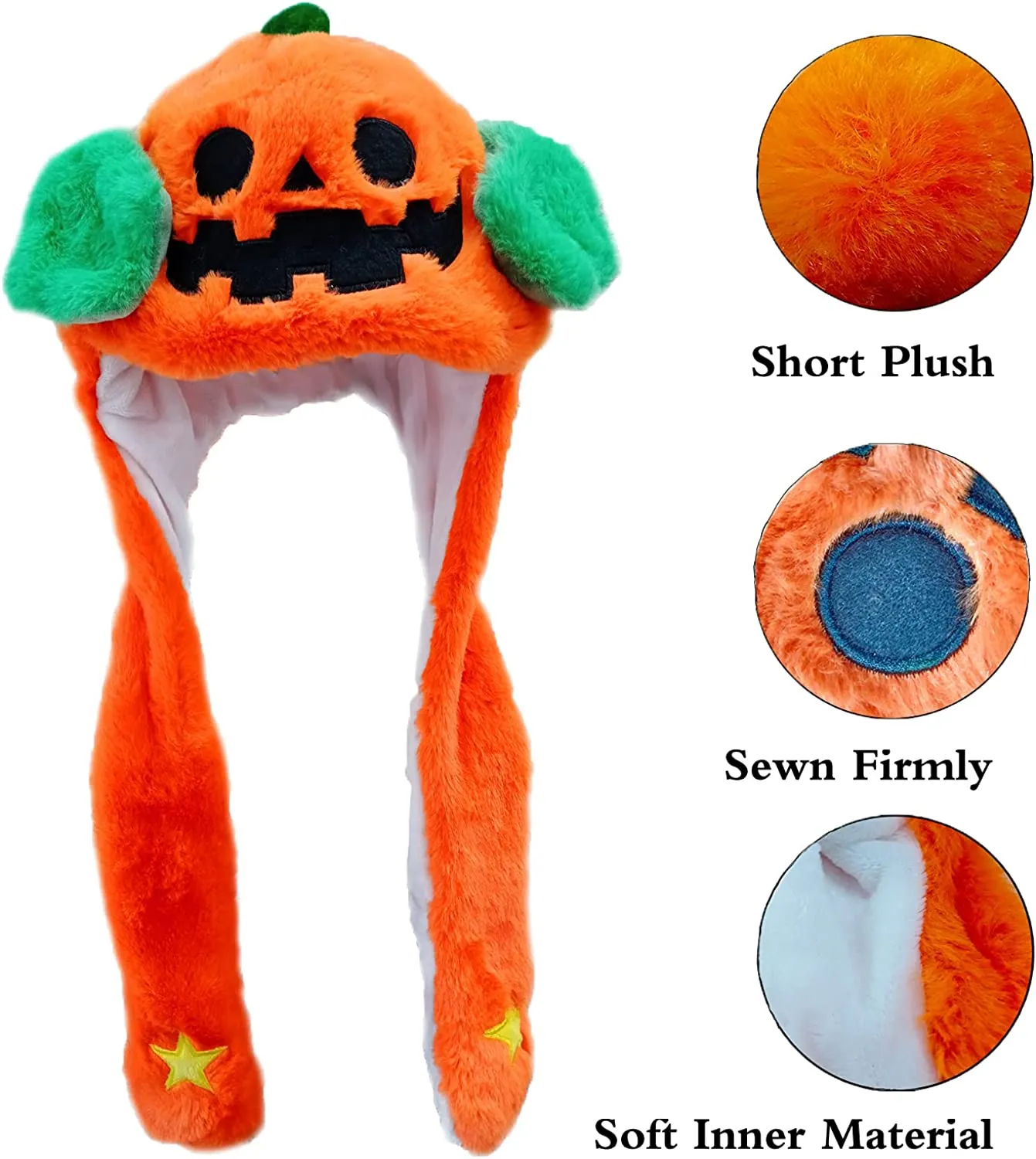 Tocwick, cappellino a forma di zucca, cappello, cappellino a forma di mano in peluche, divertente accessorio per feste in masche