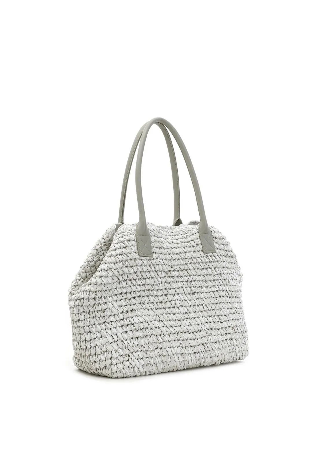 tote bag in crochet di carta bicolore marmo