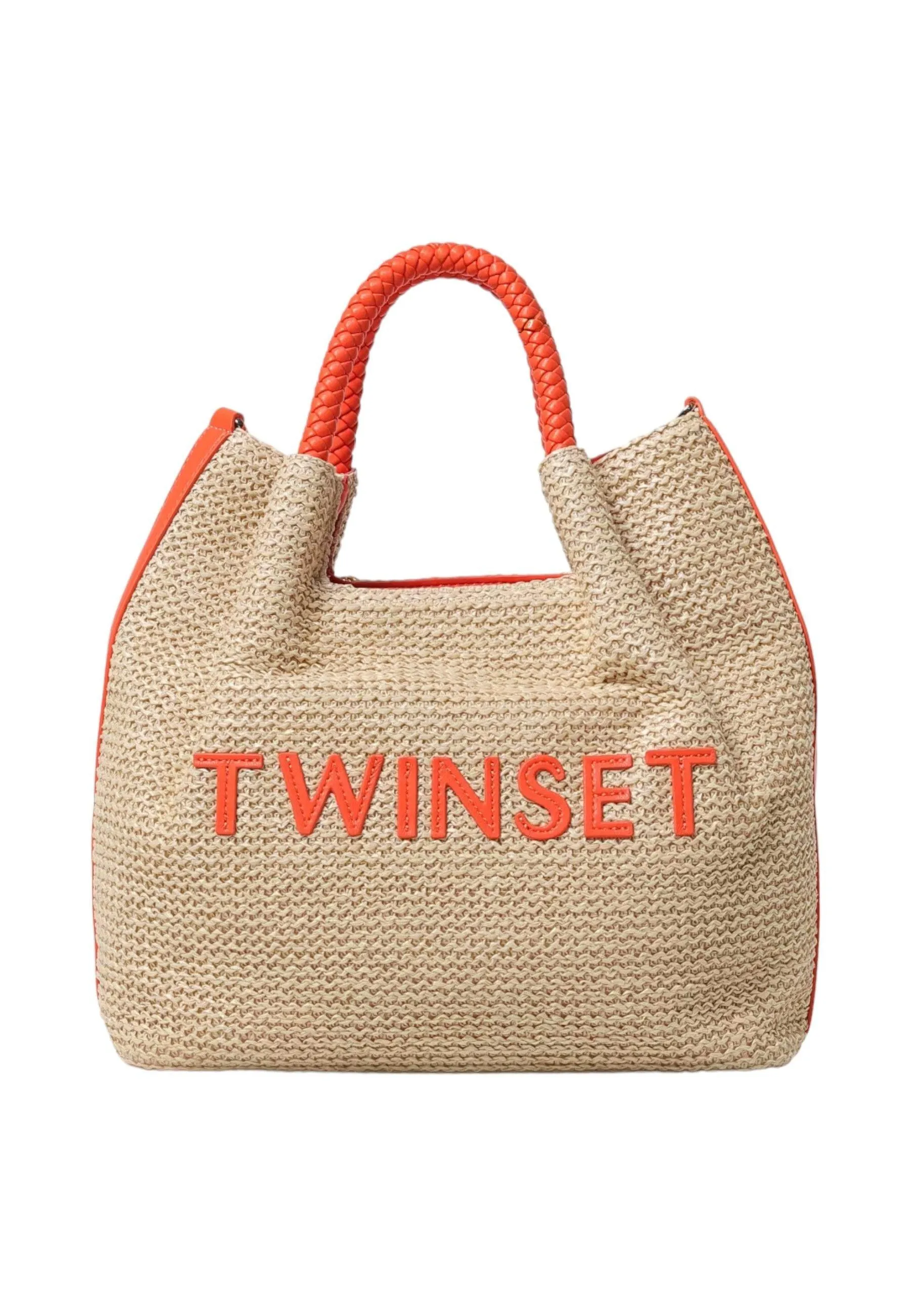 TWINSET Borsa Tote Donna Paglia Orange 241TD8281