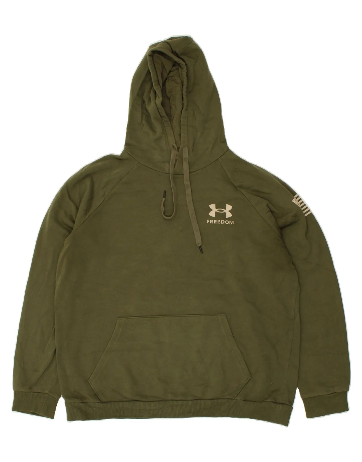 UNDER ARMOUR Mens Graphic Hoodie Jumper XL Khaki Cotton